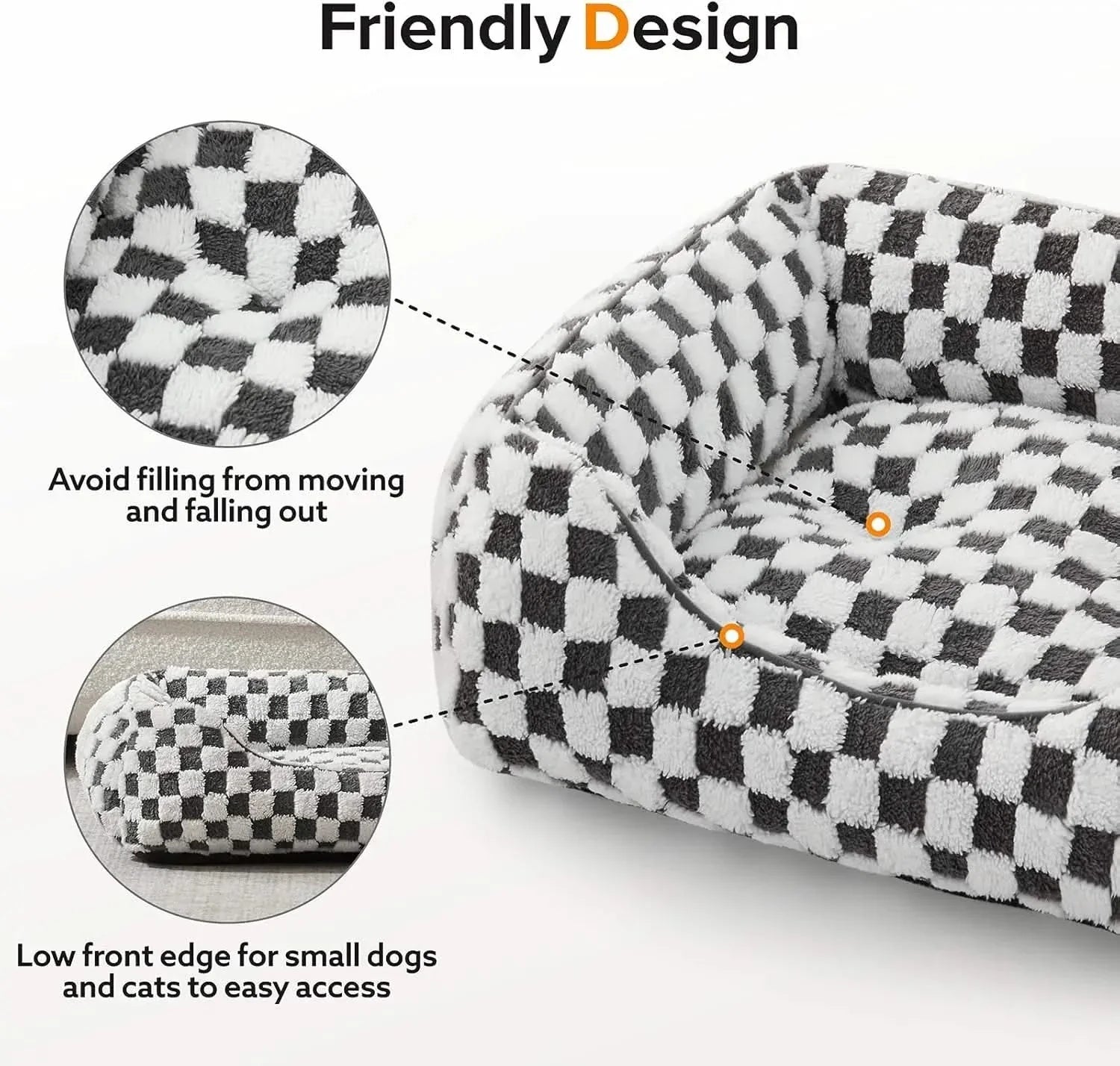 JOEJOY Calming Orthopedic Plush Cuddle Pet Bed for Small Dogs & Cats - Anti-Slip
