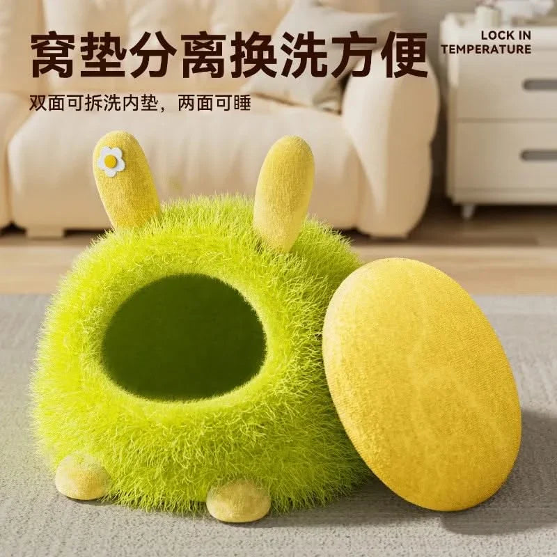 Cozy Winter Pet Igloo Bed for Cats & Small Dogs - Warm Anti-Anxiety