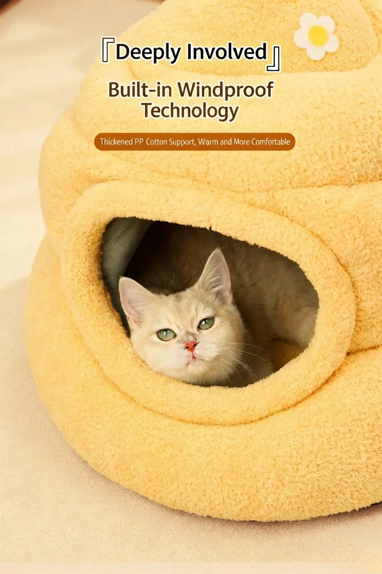 Fun Cat Bed, Poop Shape, Soft Plush, Beige, Viral Social Media, Undisturbed Rest