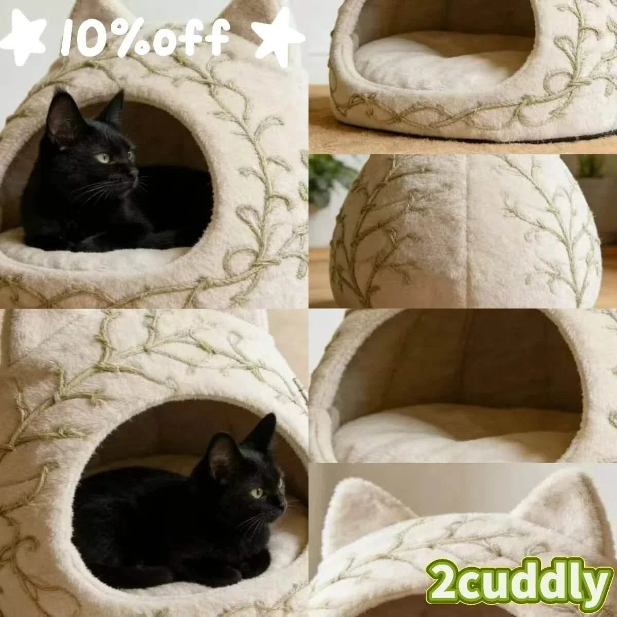 Soft Cat Bed, Cat-Shaped Design, Plush Material,Warm Hideaway, Premium Comfort