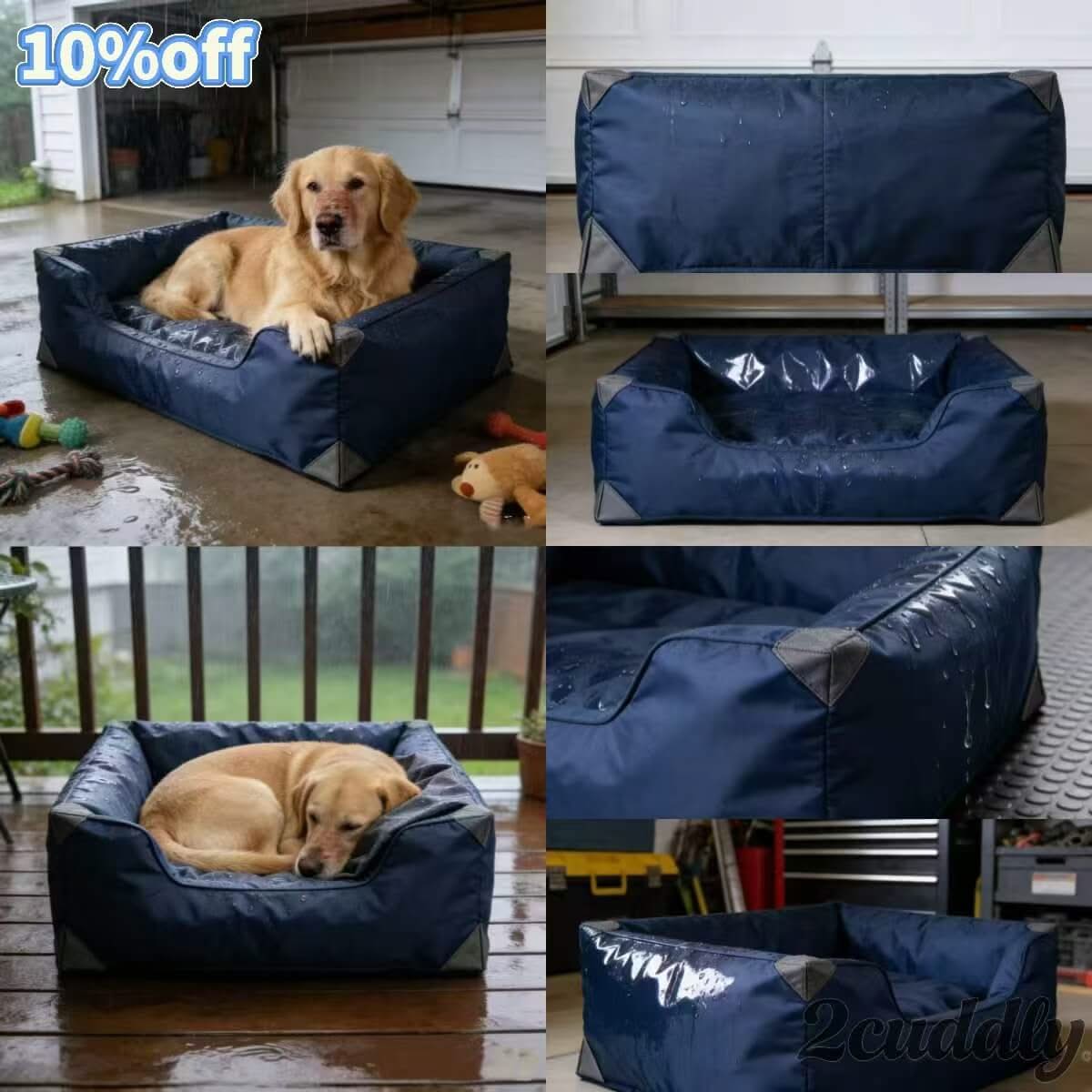 Waterproof All-Weather Pet Bed for Dogs - Navy, Durable Build