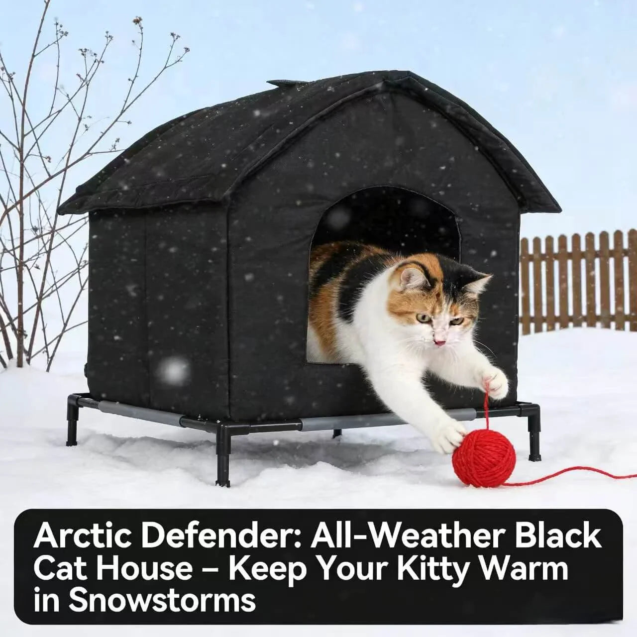 Waterproof Outdoor Cat Nest: Black, Stand Design, Weather-Resistant for Cats