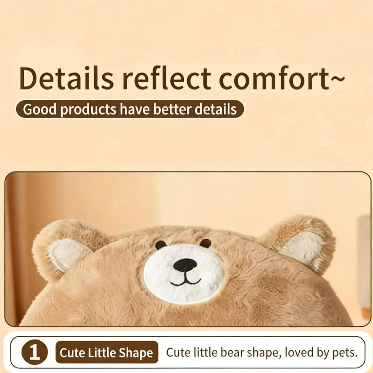 Cozy Bear-Shaped Cat Bed: Beige Plush Fabric, Enclosed Privacy Shelter for Cats
