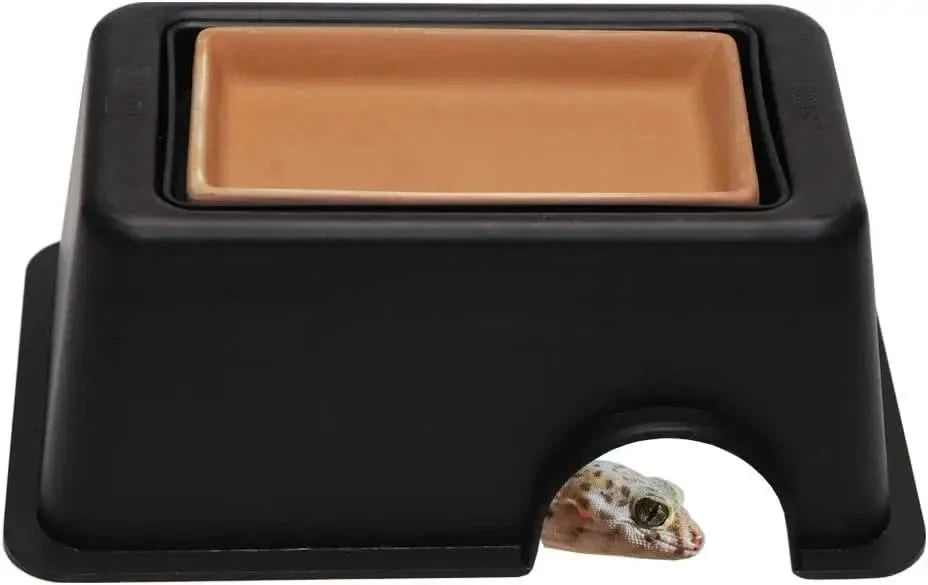 Hypeety Reptile Humid Hide Box with Water Basin for Lizards, Turtles, Small Snakes