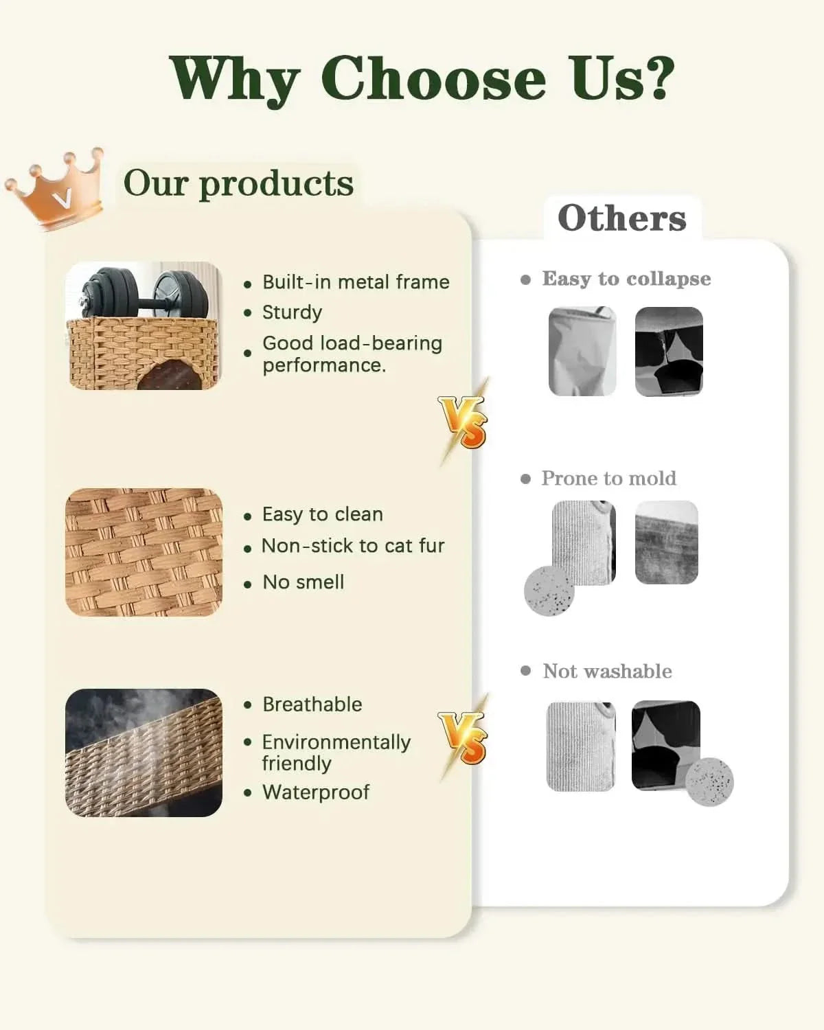 Premium Handwoven Rattan Cat House: Large Double Bed for Indoor Cats