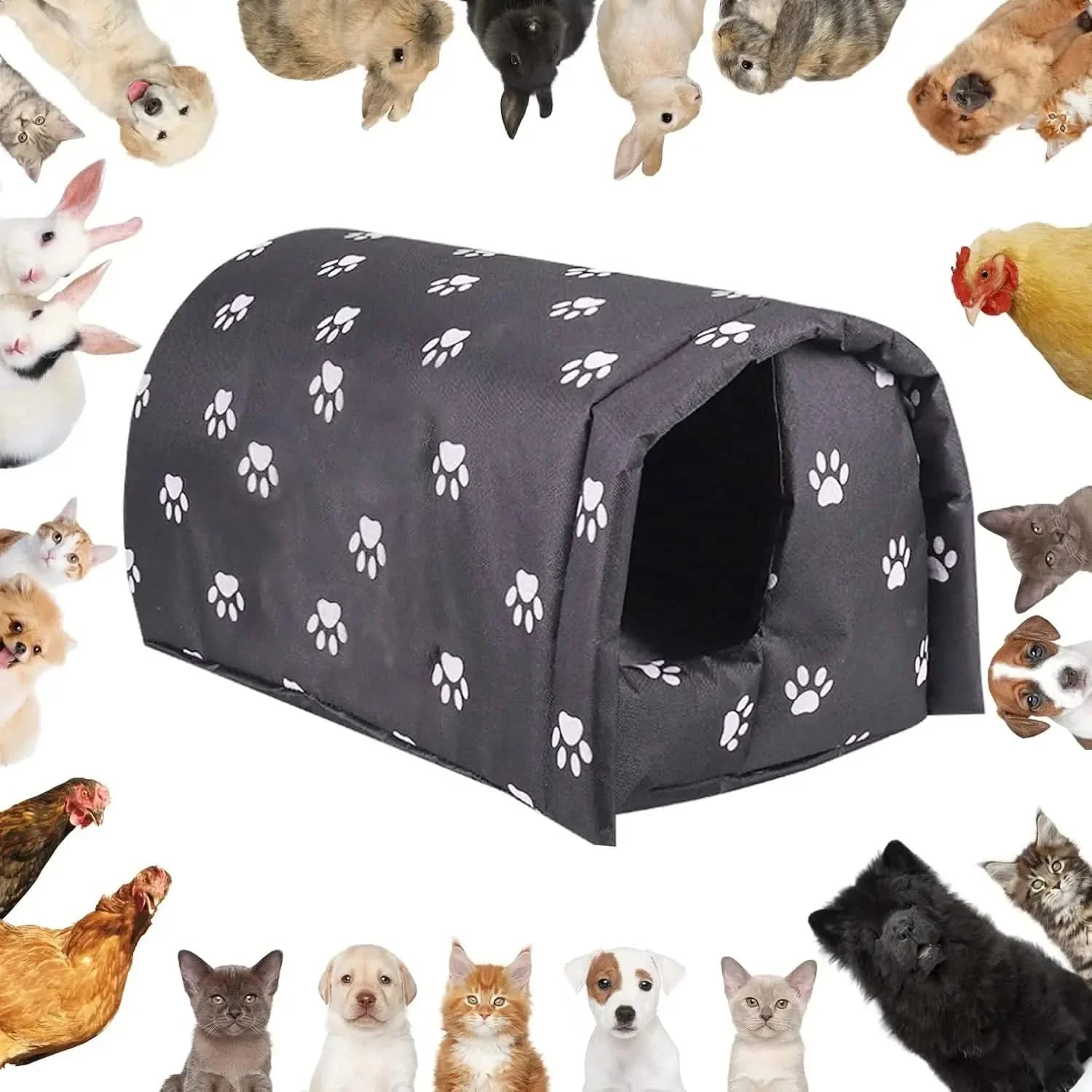 Fhiny Waterproof Outdoor Pet Shelter: Foldable Warm Cave for Stray Cats