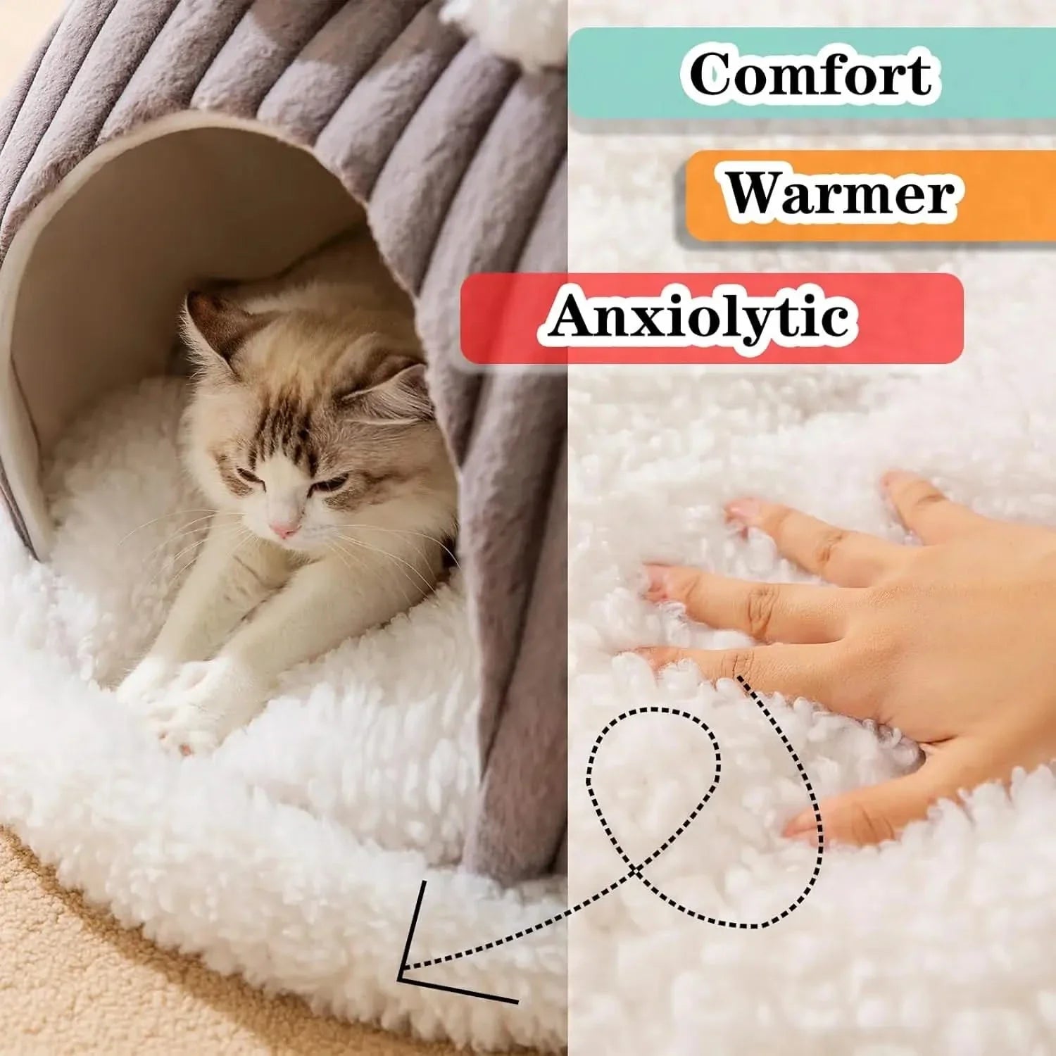 Pumpkin Cat Cave Bed: Cozy Indoor Hideaway, Soft Memory Foam, Washable Non-Slip