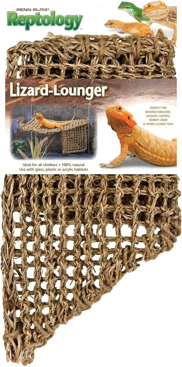 Large Penn-Plax Reptology Natural Seagrass Lizard Lounger Corner Triangle with Ladder