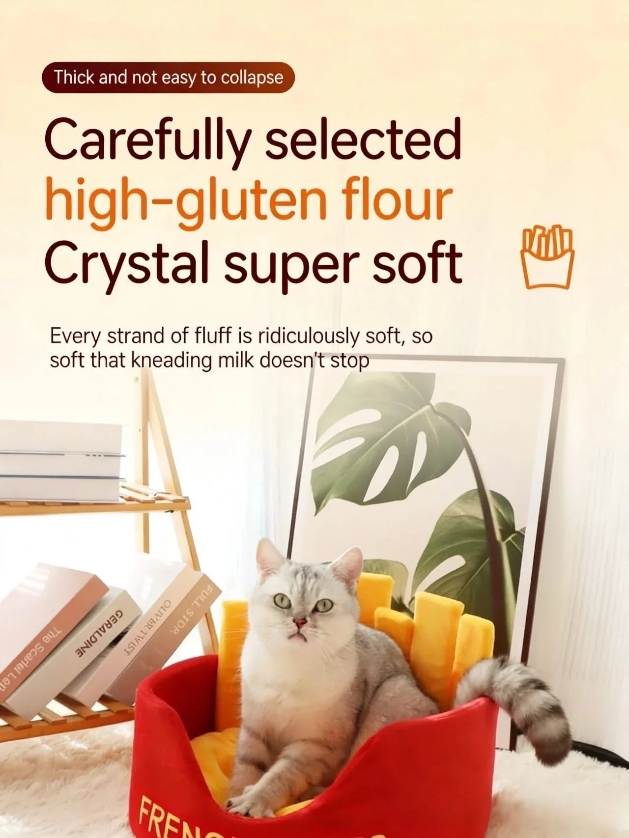  Fun Pet Bed for Cats, Burger Shape, Soft Fabric,  Food Themed, All-Season