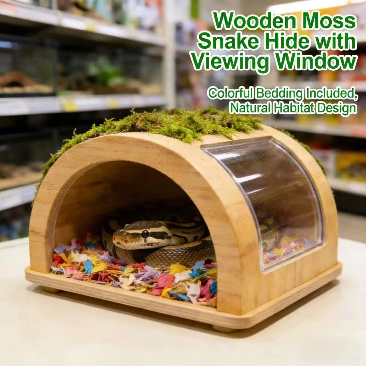 See-Through Wood & Moss Snake Hide: Ventilated, Colorful Bedding Space for Snakes