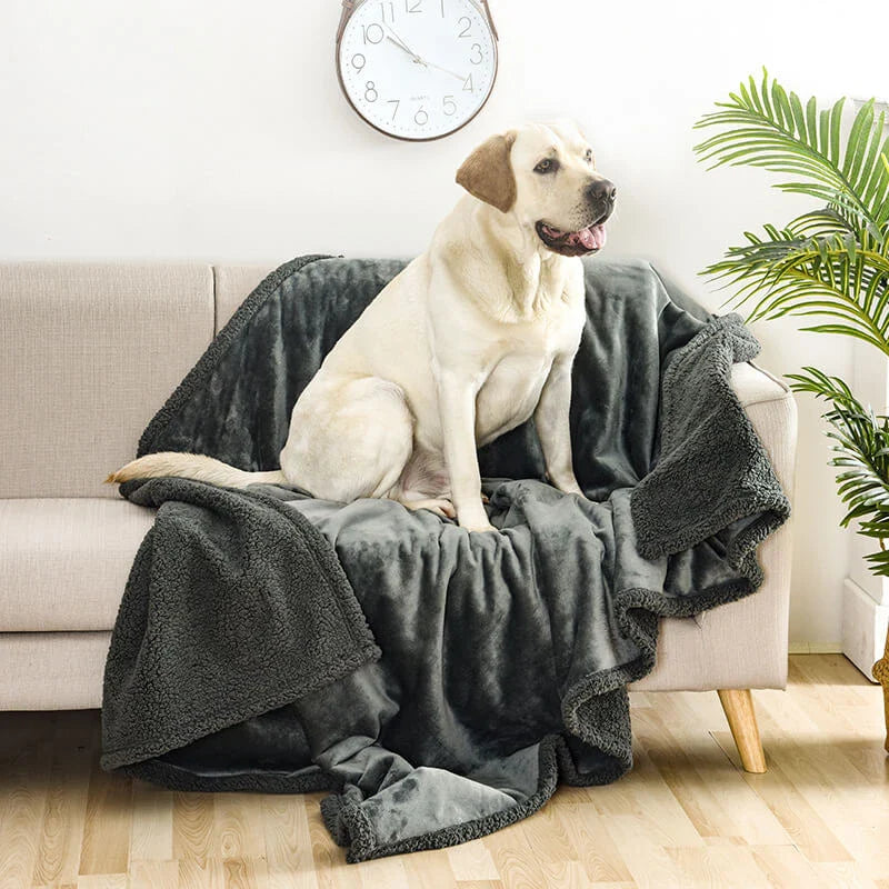 Cozy Gray Pet Blanket, Double-Sided Plush, Warm Rest Cover for Large Dogs