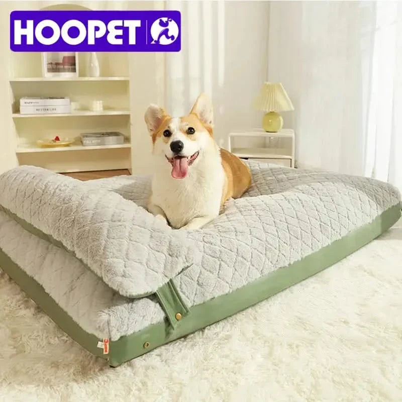 HOOPET Plush Winter Dog Bed Mat: Warm, Fluffy, Orthopedic Pet Cushion for Large & Medium Dogs