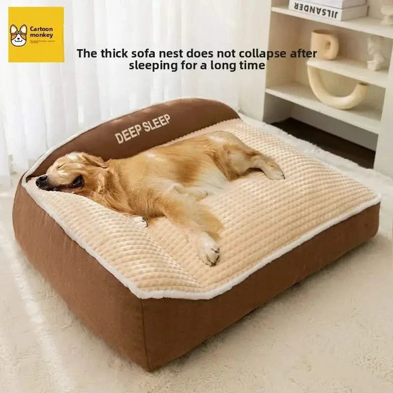 Plush Winter Warm Pet Sofa Bed, Large Thick Removable Cover
