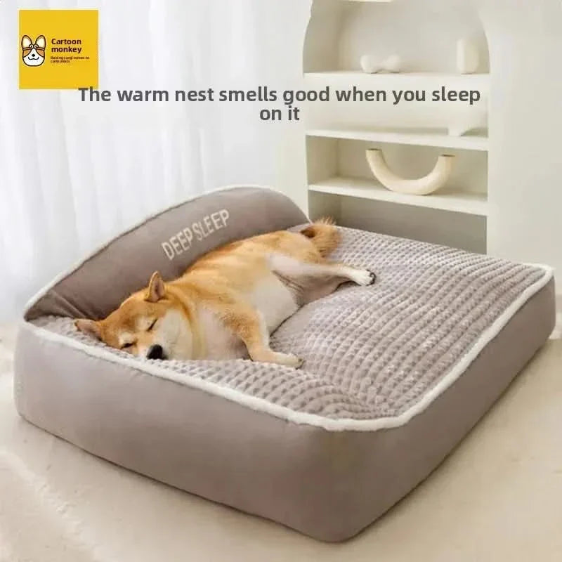 Plush Winter Warm Pet Sofa Bed, Large Thick Removable Cover