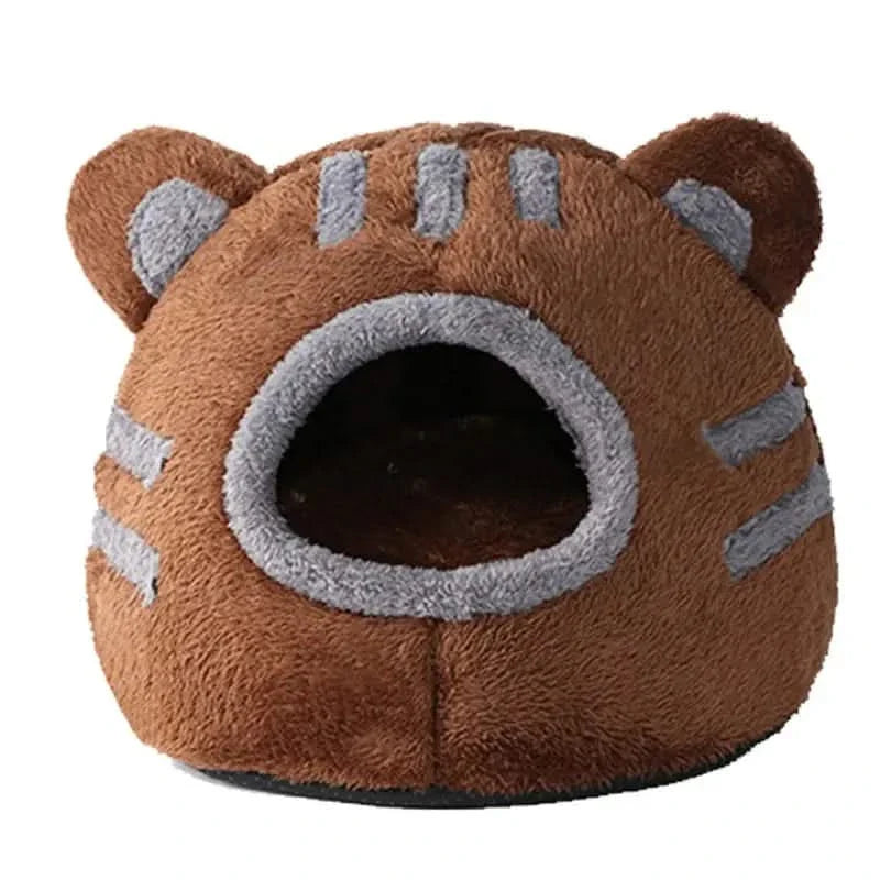 Cozy Bear Head Pet Bed: Warm Cave Nest for Cats & Small Dogs