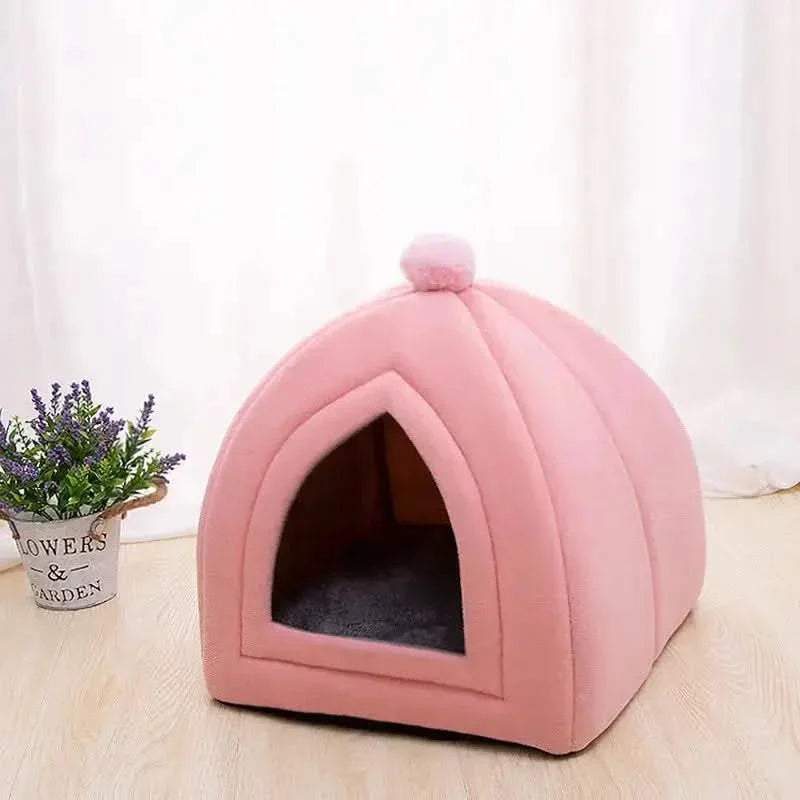 Cozy Washable Pet Bed: Soft Cat House, Kitten Lounger, Small Dog Tent Mat