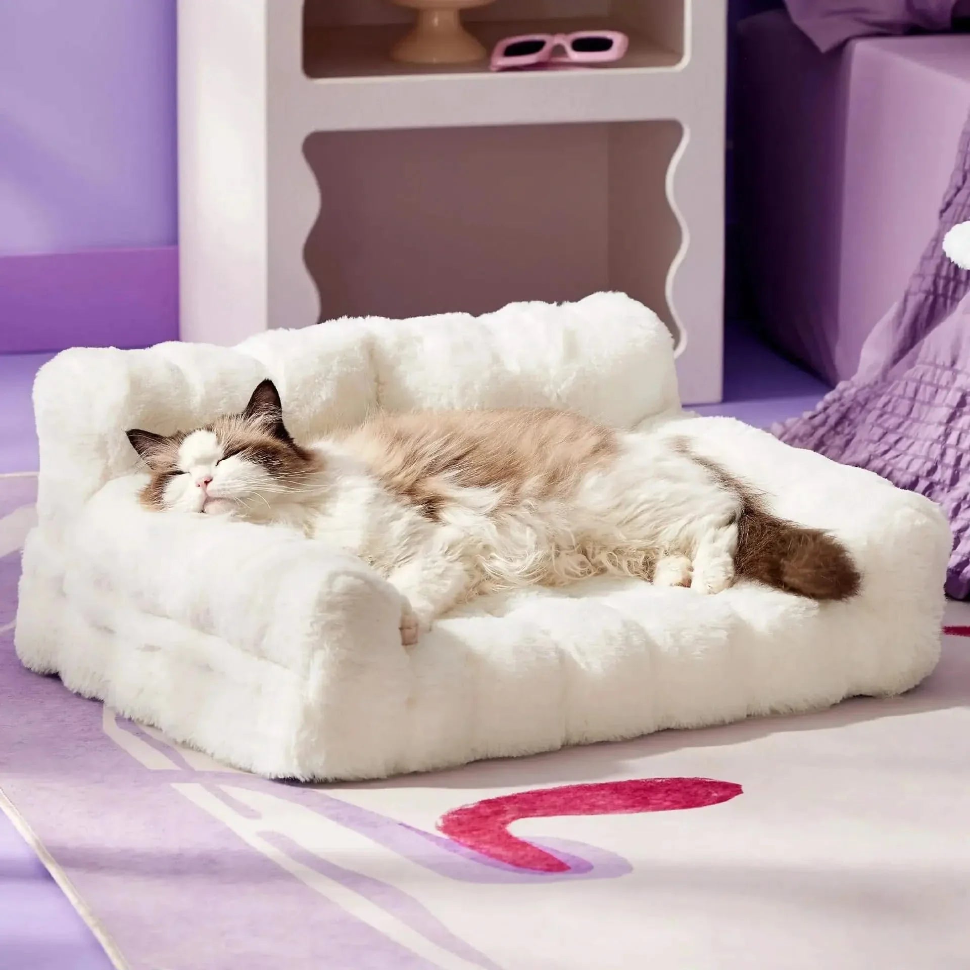 Plush Rabbit Fur Washable Pet Sofa Bed for Small Dogs & Cats