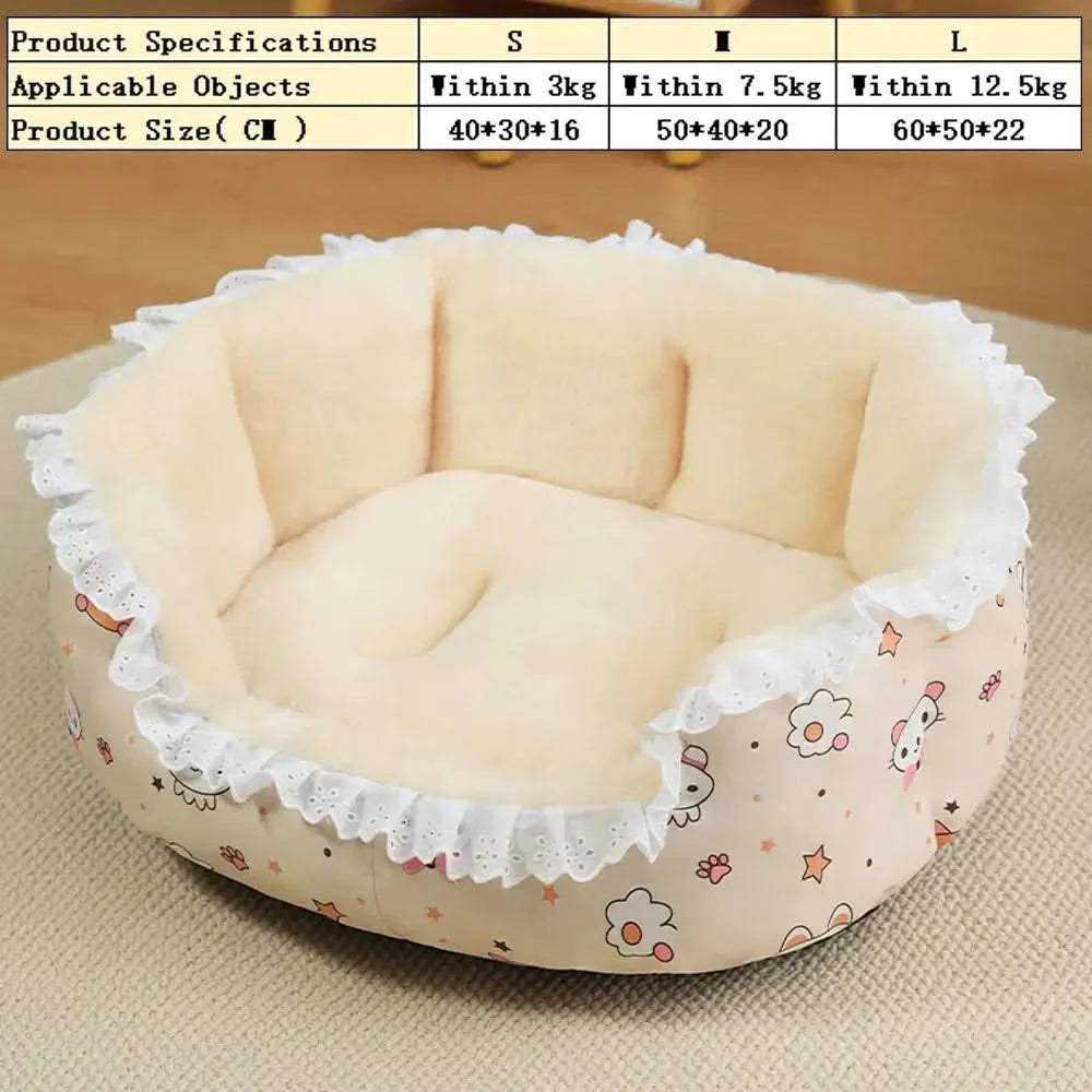 Ultimate Deep Sleep Plush Floral Pet Bed – Warm Winter Comfort for Cats & Dogs