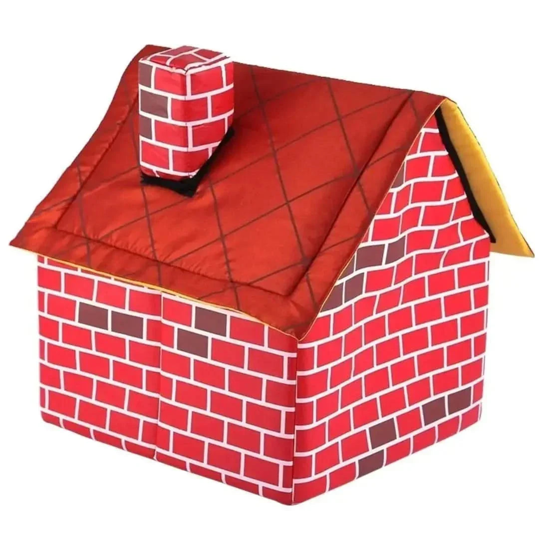 Portable Foldable Pet Kennel: Warm Brick Style Dog House & Cat Bed