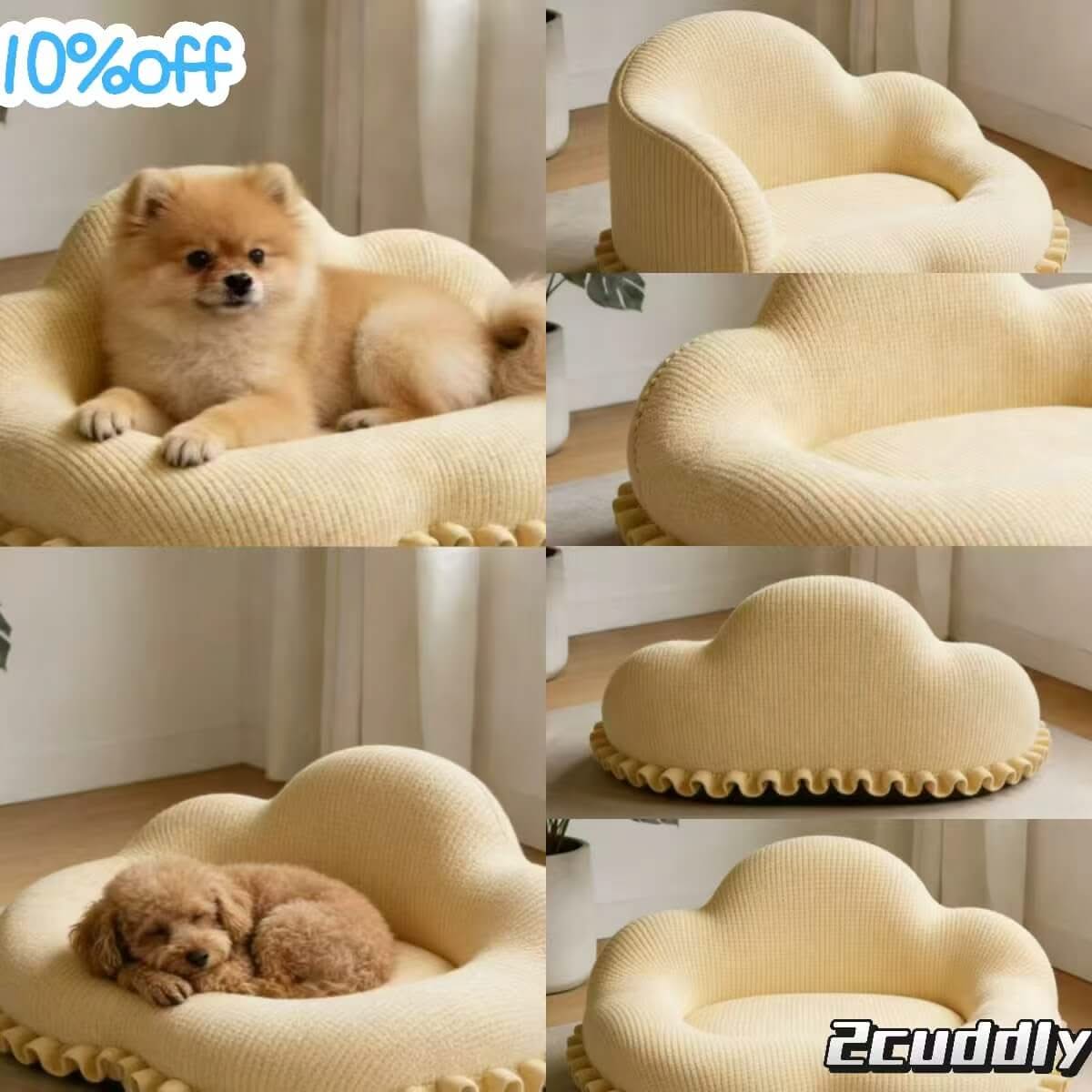 Cozy Cloud Knit Dog Bed: Washable Cover, Soft Yarn, Anti-Slip Base for Dogs